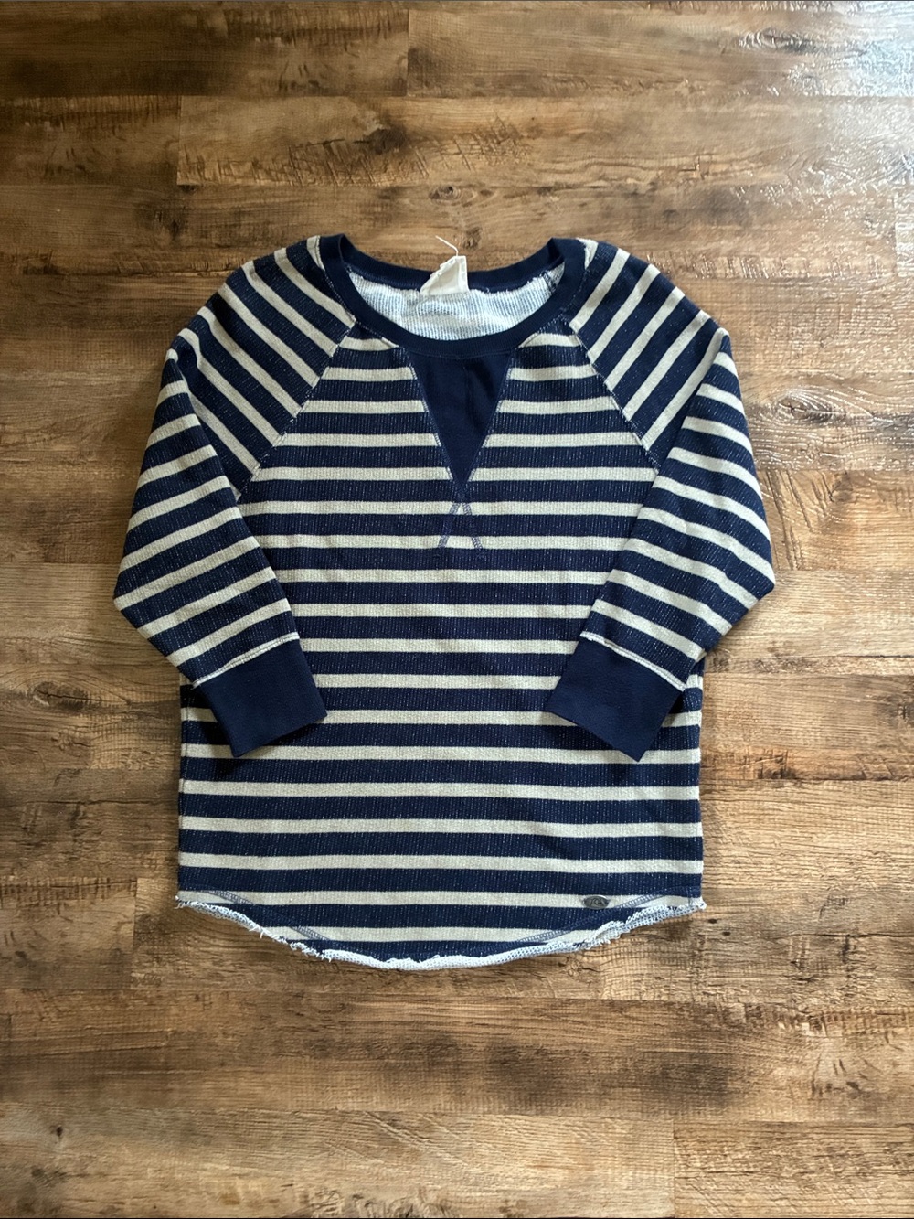 Quiksilver Navy & Cream Striped Sweatshirt